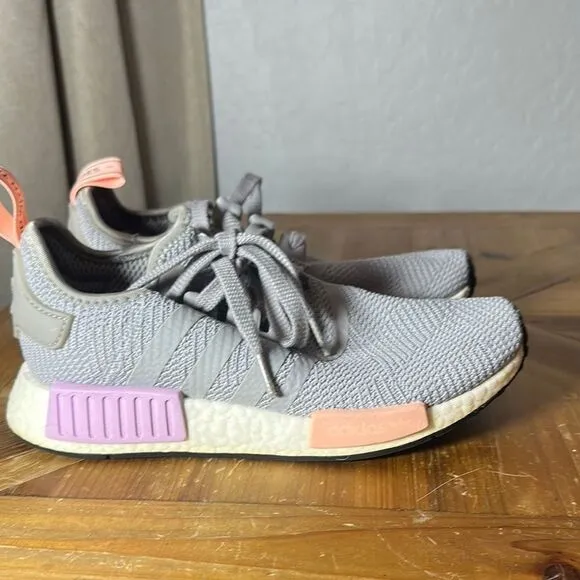 Adidas Gray and Pink Sneakers with Knit Fabric and Chunky Sole