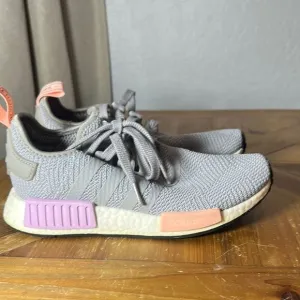Adidas Gray and Pink Sneakers with Knit Fabric and Chunky Sole