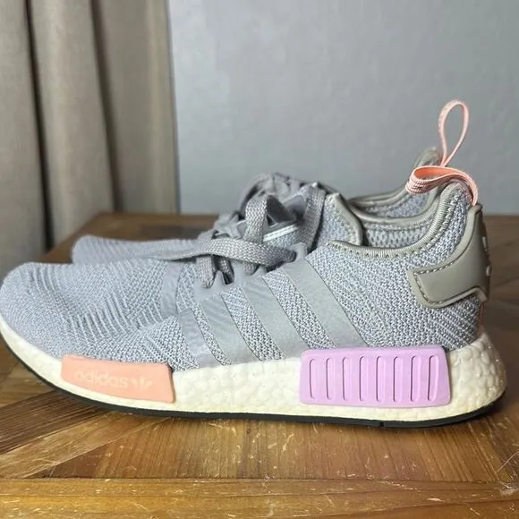Adidas Gray and Pink Sneakers with Knit Fabric and Chunky Sole