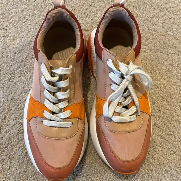 Adolfo Domínguez Sz 37 Colorful Chunky Sneakers white orange brown