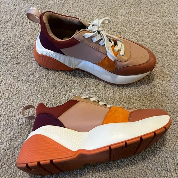 Adolfo Domínguez Sz 37 Colorful Chunky Sneakers white orange brown