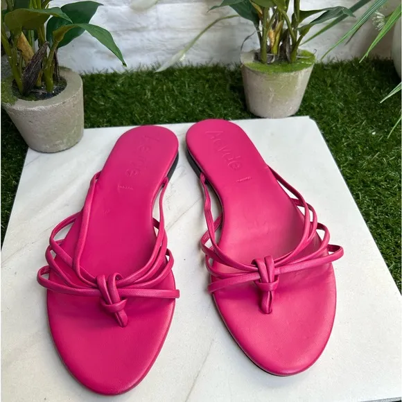 Aeyde Strappy Mule Sandal Slides DaintyModern Minimal Genuine Leather 39 US 9