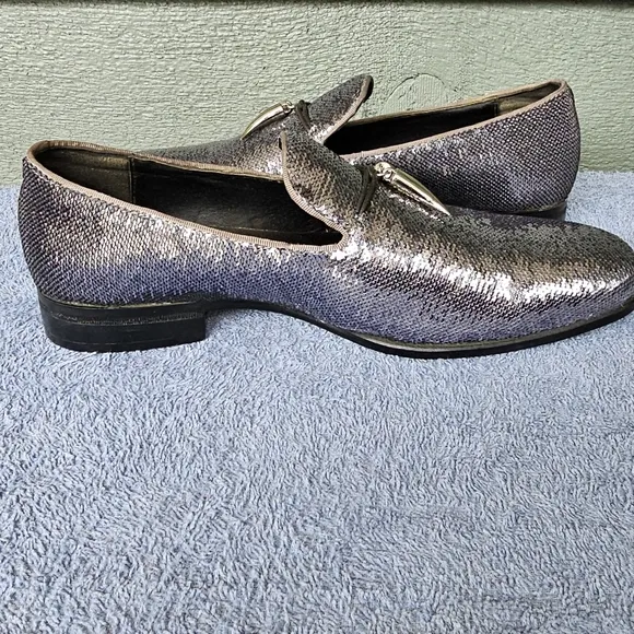 After Midnight Pewter Sequins Formal Dress Loafers Men's Shoe Size 8
