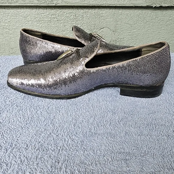 After Midnight Pewter Sequins Formal Dress Loafers Men's Shoe Size 8