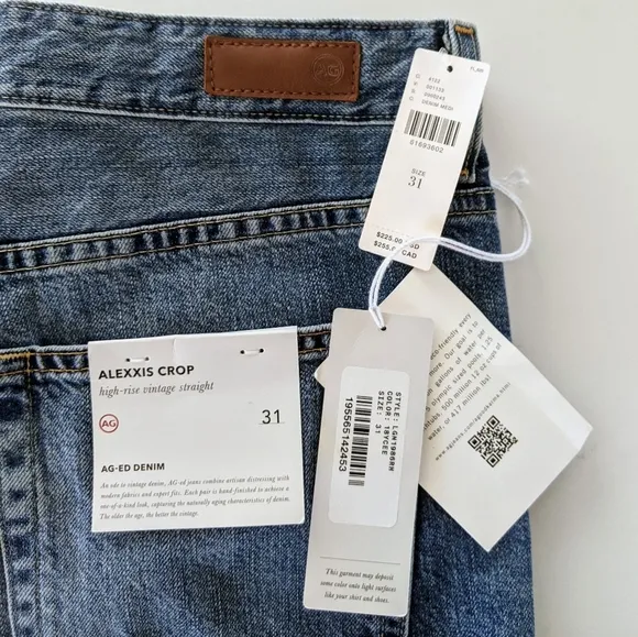 AG Alexxis High-Rise Vintage Straight Crop Jean in 18 Years Creekside 31 NWT