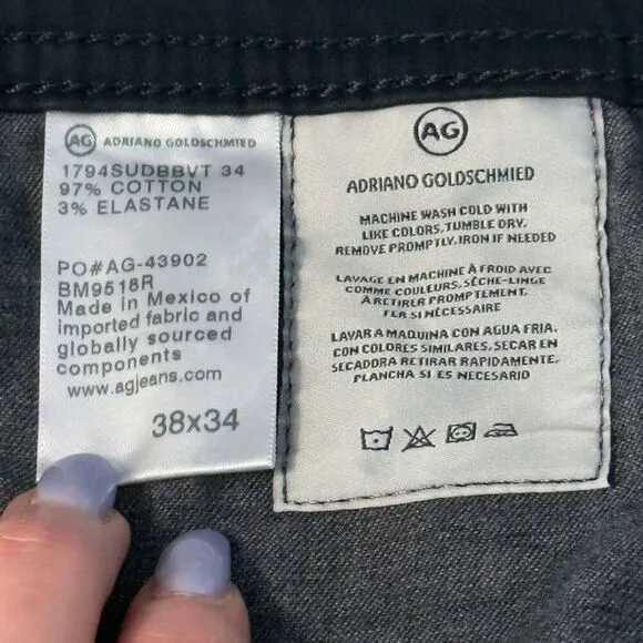 AG Adriano Goldschmied The Everett Slim Straight Navy Pants 38x34 Men’s Heritage