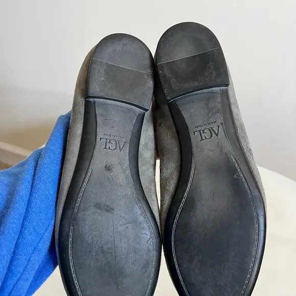 AGL Attilio Giusti Leombruni Mist Gray Suede Studded Grommet Ballet Flat…