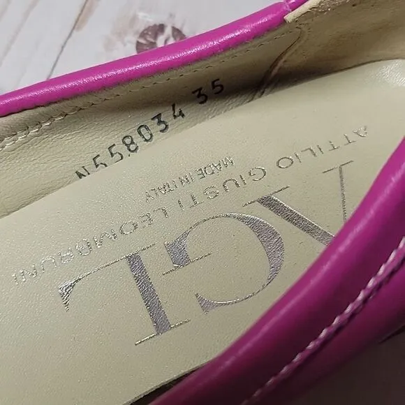 AGL ATTILIO GUISTI LEOMBRUNI 35 EU 5 US Ballet Flats Fuchsia Pink Leather ITALY