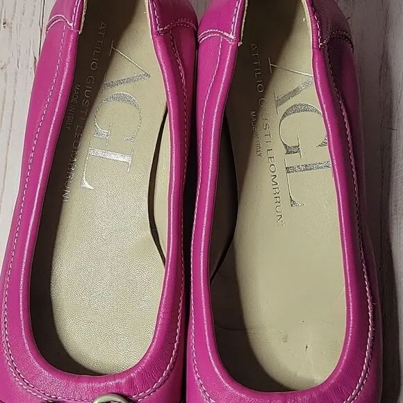 AGL ATTILIO GUISTI LEOMBRUNI 35 EU 5 US Ballet Flats Fuchsia Pink Leather ITALY
