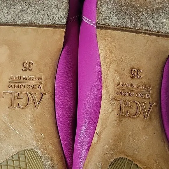 AGL ATTILIO GUISTI LEOMBRUNI 35 EU 5 US Ballet Flats Fuchsia Pink Leather ITALY