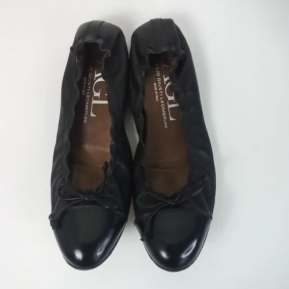 AGL Black Ballet Flats Elegant Slip-On Loafers