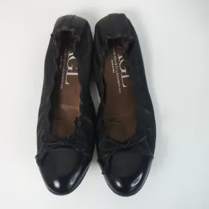 AGL Black Ballet Flats Elegant Slip-On Loafers