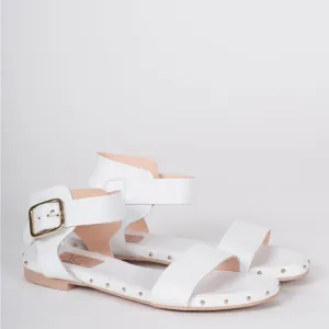 AGL SVEVA LEATHER SANDALS IN WHITE