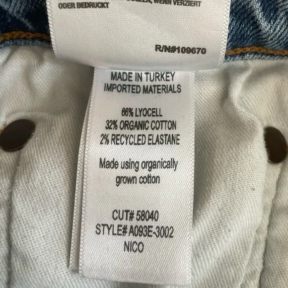 AGOLDE Nico Slim Straight Cropped Jean. Size 29.