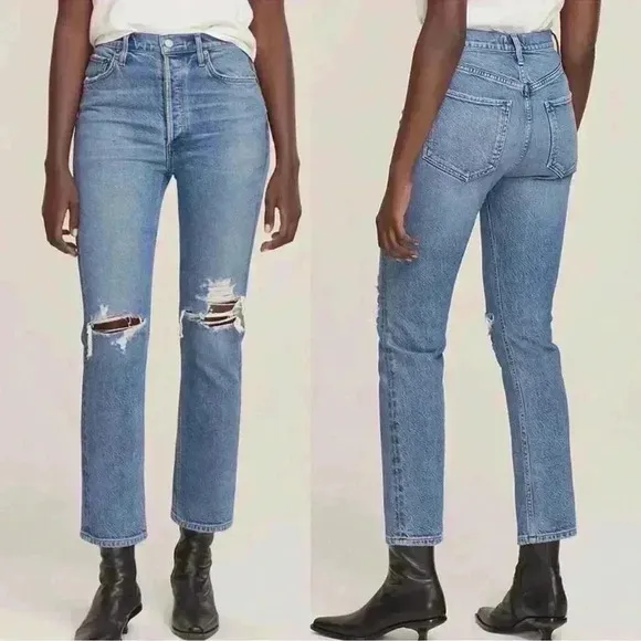 ⚡️AGOLDE Riley High Rise Straight Crop Jeans Distressed