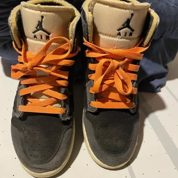 Air Jordan High-Top Sneakers with Orange Laces