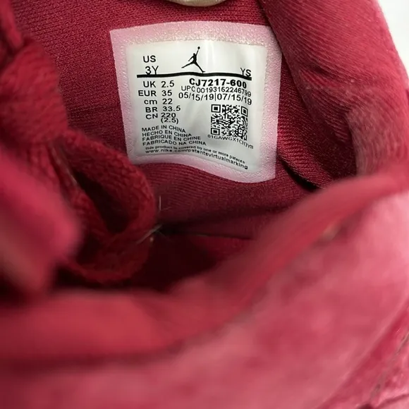 Air Jordan spizike velvet noble red high top sneakers youth sz 3y