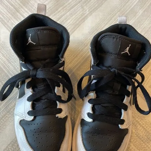 Air Jordan 1 Black White and Gold High Top Girls Sneakers - Size 2