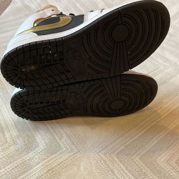 Air Jordan 1 Black White and Gold High Top Girls Sneakers - Size 2