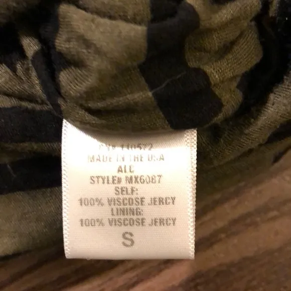 A.L.C. Striped Midi Dress Olive and Black S