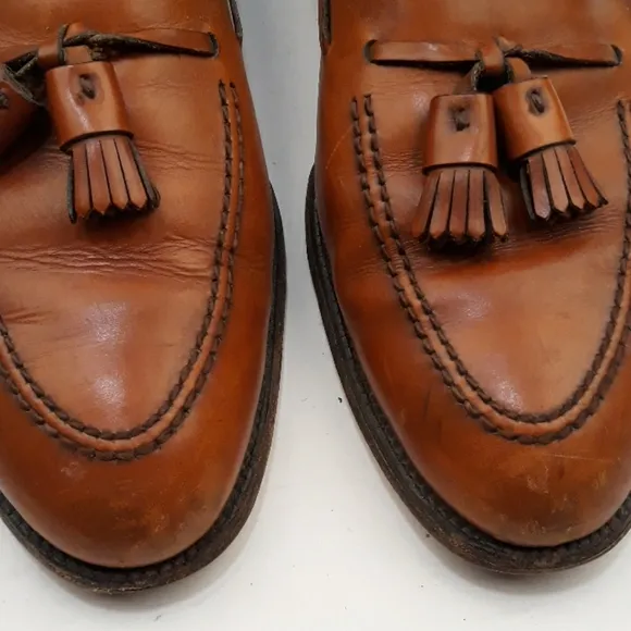 ALDEN Walnut Brown Leather Tassel Loafers 11.5 B Mens Dress Shoes‎