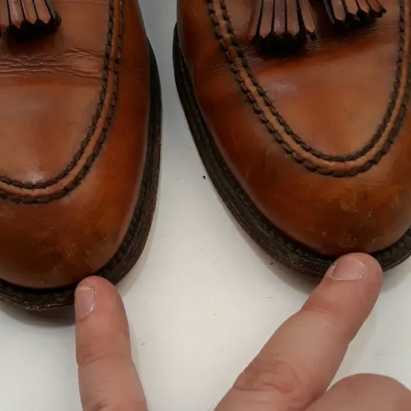 ALDEN Walnut Brown Leather Tassel Loafers 11.5 B Mens Dress Shoes‎