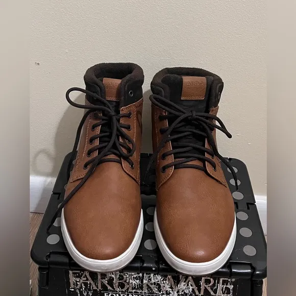 Aldo Brown Cognac High Top Sneakers Size 9.5