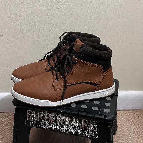 Aldo Brown Cognac High Top Sneakers Size 9.5