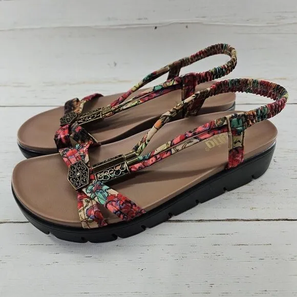Alegria PG Lite ROZ Get Away EU 39‎ US 9 Strappy Tan Floral Slingback Sandals
