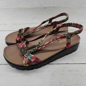 Alegria PG Lite ROZ Get Away EU 39‎ US 9 Strappy Tan Floral Slingback Sandals