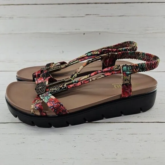 Alegria PG Lite ROZ Get Away EU 39‎ US 9 Strappy Tan Floral Slingback Sandals