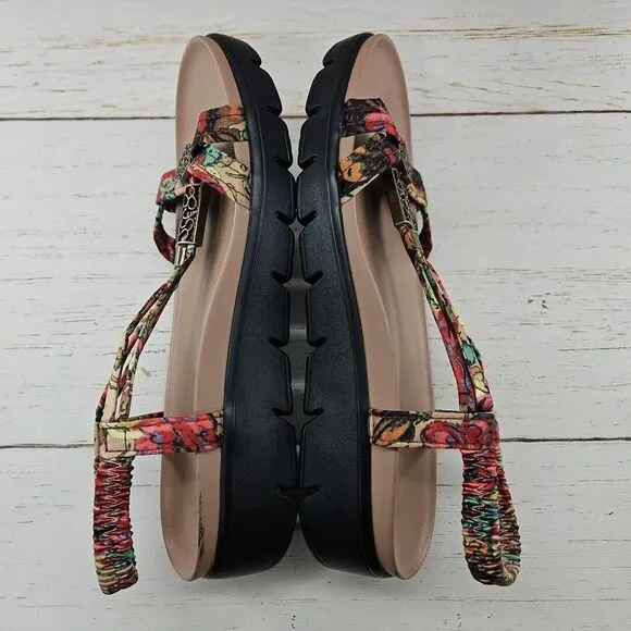 Alegria PG Lite ROZ Get Away EU 39‎ US 9 Strappy Tan Floral Slingback Sandals