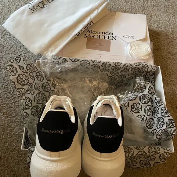 Alexander McQueen White and Black Platform Sneakers