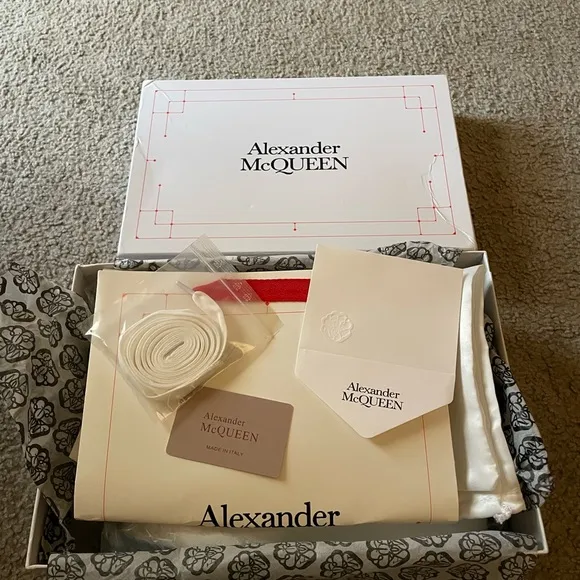 Alexander McQueen White and Black Platform Sneakers
