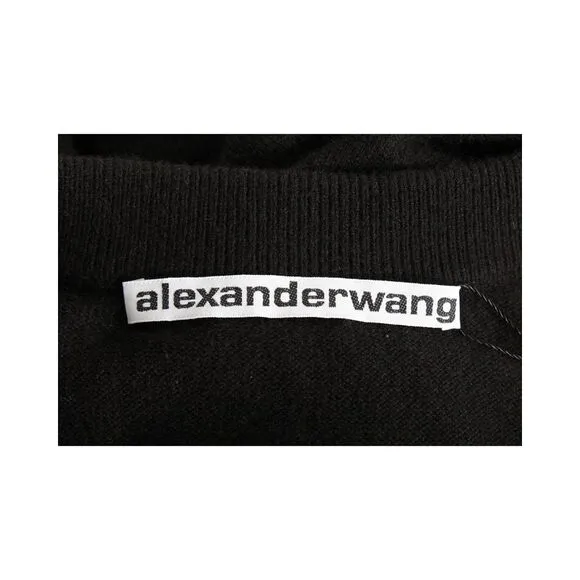 Alexander Wang Cropped Inverted Sweater in Black Wool