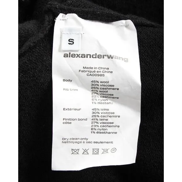 Alexander Wang Cropped Inverted Sweater in Black Wool