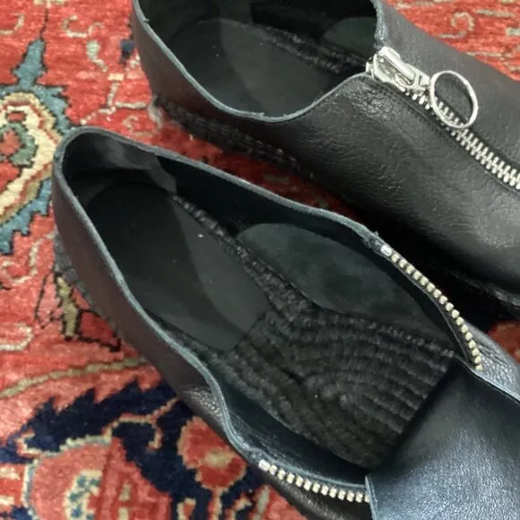 ALEXANDER WANG Devon Leather Zip-Up Espadrilles Size 9