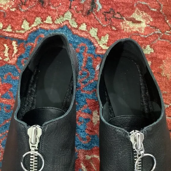 ALEXANDER WANG Devon Leather Zip-Up Espadrilles Size 9