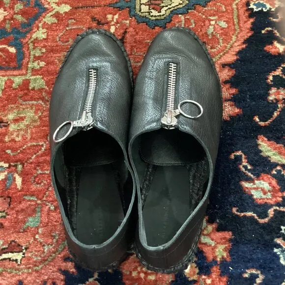 ALEXANDER WANG Devon Leather Zip-Up Espadrilles Size 9