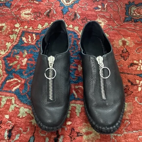 ALEXANDER WANG Devon Leather Zip-Up Espadrilles Size 9