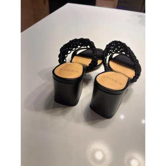 Alexandre Birman Black Lanny Macramé &amp; Leather Slides Sandals Size 37