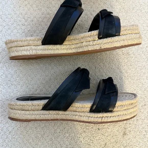 Alexandre Birman Clarita Mixed Leather Espadrilles size 9 black