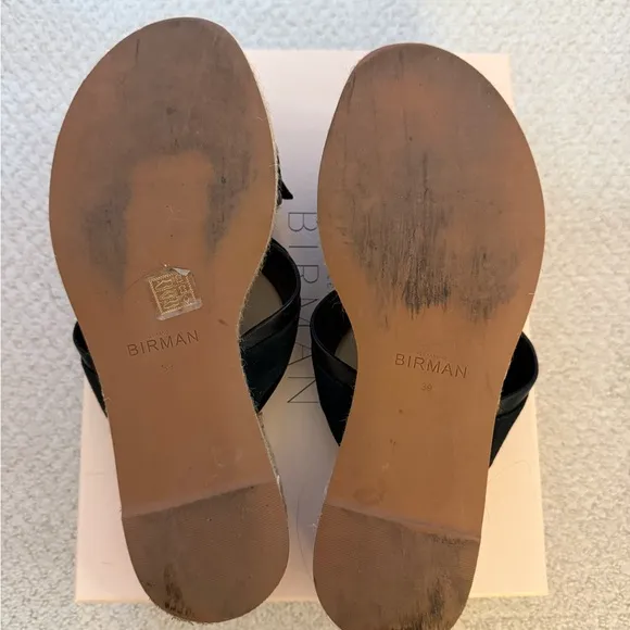 Alexandre Birman Clarita Mixed Leather Espadrilles size 9 black