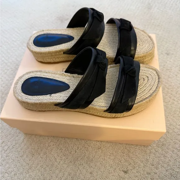 Alexandre Birman Clarita Mixed Leather Espadrilles size 9 black