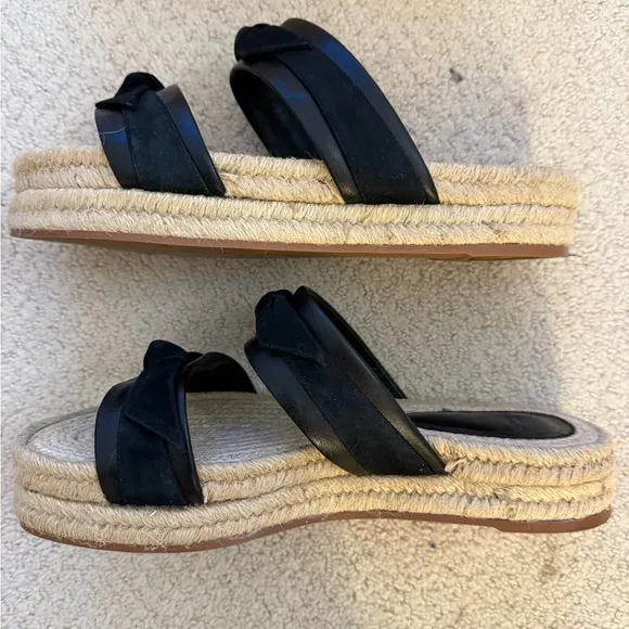 Alexandre Birman Clarita Mixed Leather Espadrilles size 9 black