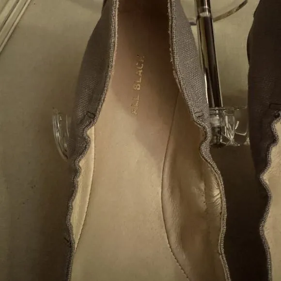 All Black Footwear gray fabric ballet flats with jewel details 9.5 NWOT