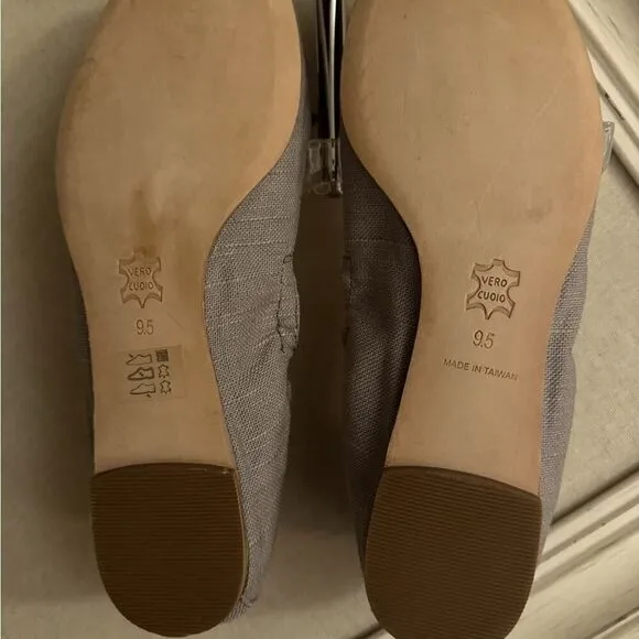 All Black Footwear gray fabric ballet flats with jewel details 9.5 NWOT