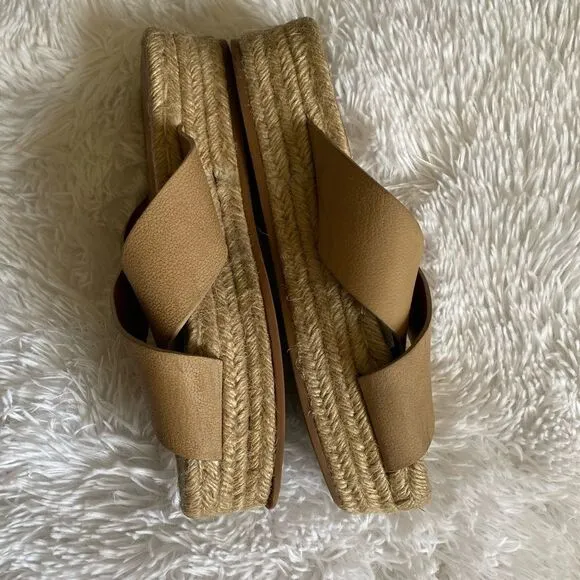 All Saints Harlem Leather Espadrilles Platform Sandals Size 40 US Size 9.5