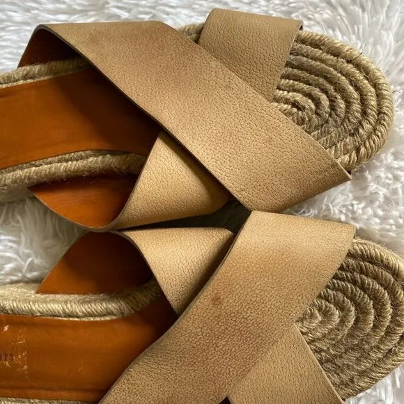 All Saints Harlem Leather Espadrilles Platform Sandals Size 40 US Size 9.5