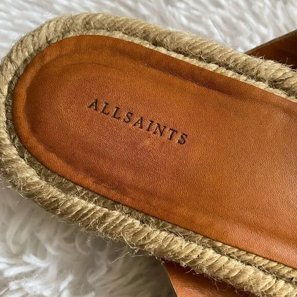All Saints Harlem Leather Espadrilles Platform Sandals Size 40 US Size 9.5